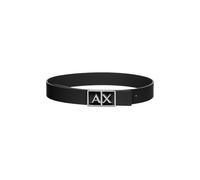Armani Exchange Simple Look, Monocolor, Logo Buckle Plate Belt, Negro, 90 cm Mujeres