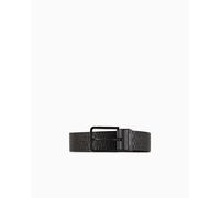 Armani Exchange Cinturón reversible con logotipo en relieve para hombre, color negro y gris, talla única