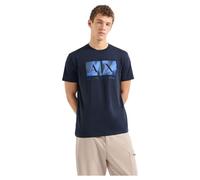 Armani Exchange Classic AX Box Logo with Camo Background Regular Fit tee Camiseta, Azul Marino, M para Hombre