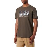 Armani Exchange Classic AX Box Logo with Camo Background Regular Fit tee Camiseta, Oliva-Negro, XL para Hombre