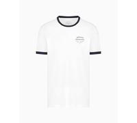 Armani Exchange Contrast Collar Logo tee Camiseta, Blanco Crudo, XL Hombres