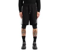 Armani Exchange Cotton French Terry Sweatshort with Stacked AX Logo Pantalones Cortos, Negro y Blanco Roto, L para Hombre