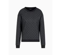 Armani Exchange Cotton French Terry Sweatshrt with All Over AX Logo Sudadera, Negro, M para Mujer