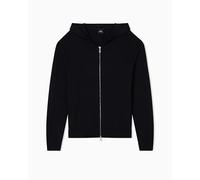 Armani Exchange Cozy, Long Sleeve Back Logo Patch Hood Jersey de cárdigan, Negro, XS para Hombre