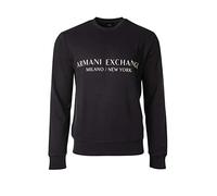Armani Exchange Crew Neck, Front Extended Logo Sudadera para Hombre, Azul Marino, L