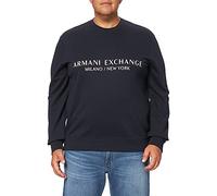Armani Exchange Crew Neck, Front Extended Logo Sudadera para Hombre, Azul Marino, L