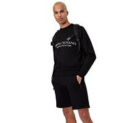 Armani Exchange Crew Neck, Front Extended Logo Sudadera para Hombre, Negro, XL