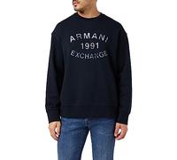 Armani Exchange Crew Neck, Front Logo Print, Cuffed Sudadera, Blau, L para Hombre