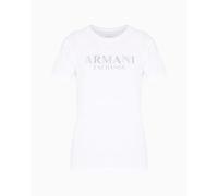 Armani Exchange Crewneck Regular Fit Rhinestone and Metallic Log Otee Camiseta, Color Blanco, S Mujeres