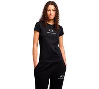 Armani Exchange Crewneck Slim Fit Rhinestone A|x Logo tee Camiseta, Negro, XXL Mujeres