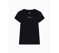 Armani Exchange Cross Gender, Short Sleeve Front Logo Patch Camiseta, Negro, L Mujeres