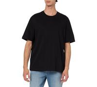 Armani Exchange Cuadrícula Jacquard con Logotipo Vertical apilado AX Oversized Fit tee Camiseta, Negro, M para Hombre