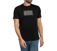 Armani Exchange de los hombres Camiseta ajustada con gráfico de contorno, Negro