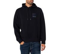 Armani Exchange de los Hombres Sudadera con Capucha con Logotipo de Caja, Azul, XL