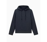 Armani Exchange Essential, All Over Logo Sudadera con Capucha, Negro/Negro Allover, L para Hombre