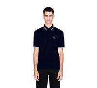 Armani Exchange Essential, Double Striped Sleeve and Collar Side Monogram Logo Polo, Navy Oscuro, S Hombre, Azul Marino Oscuro, S
