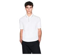 Armani Exchange Essential, Striped Collar Side Milano-New York Logo Lettering Polo, Blanco Sucio, L Hombre, Blanco Sucio, L