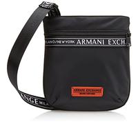 Armani Exchange Flache Umhängetasche mit Logo-riemen, Crossbody Hombres, Negro, Medium
