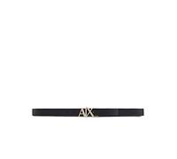 Armani Exchange Gold AX Buckle Reversible Hinge Belt cinturón, Negro-Azul, 30 Hombres