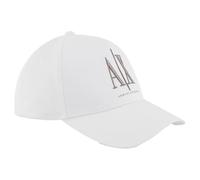 Armani Exchange Gorra de béisbol con Visera Curvada en Contraste Frontal con Logotipo, Color Blanco Roto, Blanco Crudo, Talla única