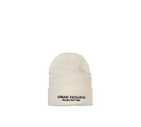 Armani Exchange Gorro de Lana Blanco para Hombre con Bordado Logo Uni