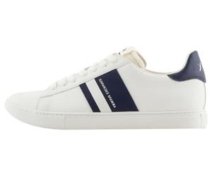 Armani Exchange Herren Paris - Tenis de Doble línea, Blanco Roto Azul Marino, 41.5 EU