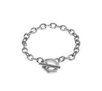 Armani Exchange Hombre Pulsera de acero inoxidable con cierre de aro, Plata Moneda