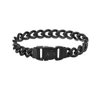 Armani Exchange Hombre Pulsera de acero inoxidable con cierre de hebilla, Negro mate