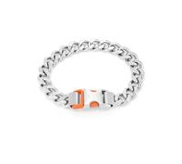 Armani Exchange Hombre Pulsera de acero inoxidable con cierre de hebilla, Tono plateado