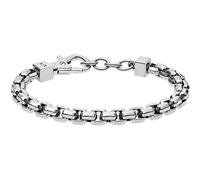 Armani Exchange Hombre Pulsera de acero inoxidable con cierre de mosquetón, Gris Plata
