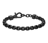 Armani Exchange Pulsera para Hombre, Longitud Interior: 185-205mm / Tamaño Eslabón Cadena: 8x8x4mm Negro Pulsera de Acero Inoxidable, AXG0047001, Negro Brillante