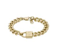 Armani Exchange Hombre Pulsera de acero inoxidable con cierre de mosquetón, Oro metálico