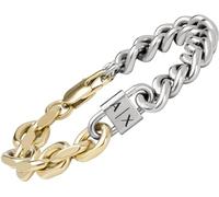 Armani Exchange Hombre Pulsera de acero inoxidable con cierre de mosquetón, Plata y tono dorado
