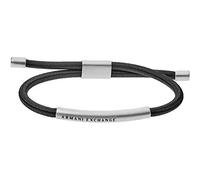 Armani Exchange Pulsera Hombre sintético/cuero, cierre deslizante, negro/plata, talla única