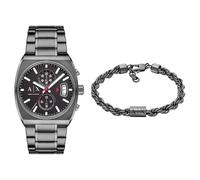 Armani Exchange Hombre Reloj Gris y Pulsera en Acero Inoxidable, Set