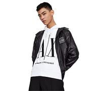 Armani Exchange Hoodie, Maxi Print Logo On Front Sudadera para Hombre, Blanco, L
