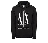 Armani Exchange Hoodie, Maxi Print Logo On Front Sudadera para Hombre, Negro, L