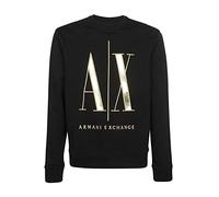 Armani Exchange Icon, Maxi Front Logo, Crew Neck, Sudadera de los Hombres, Black, Extra Extra Large
