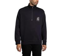 Armani Exchange Sudadera con Cremallera Frontal para Hombre, Logotipo Bordado, diseño de Icono, Azul Marino Profundo, XXL