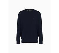 Armani Exchange Icon Project, Embroidered Logo Suéter pulóver, Azul Marino Profundo, M para Hombre