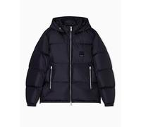 Armani Exchange Icon Project, Logo Embossed Patch, Shiny Nylon Chaleco de plumón, Negro, XXL Hombres