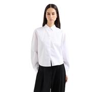 Armani Exchange Icon Project, Sustainable, Small Logo Embroidery Camisa, Blanco (Optic), M para Mujer