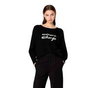 Armani Exchange Jersey de Punto Frontal con Logo de Lana Sudadera, Negro, S para Mujer