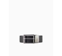 Armani Exchange Leather Belt With Plaque, Cinturón Hombre, Azul (Navy/Dark Blue), One Size