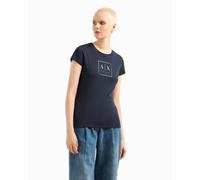 Armani Exchange Limited Blue Edition Crewneck Slim Fit Box Logo tee Camiseta, Azul, S Mujeres
