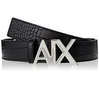 Armani Exchange Logo Buckle, Tortoiseshell Print Cinturón, Negro, XXS Casual