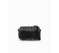 Armani Exchange Logo Placket Top Zip Camera Crossbody Bag, Funda para cámara para Mujer, Beige/Black, Einheitsgröße