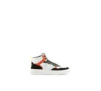 Armani Exchange Logotipo de Costura Lateral, Detalles de Gamuza de Vaca, Top Alto, Zapatillas Hombre, Negro, Naranja, 41 EU