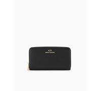Armani Exchange Logotipo de Jane, sostenible, Impreso en Oro, Cartera Tri-Fold Mujer'S, Negro, Einheitsgröße