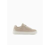 Armani Exchange London, Leather, Gold Logo, Zapatillas Mujer, Arena, 36 EU